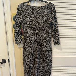 Max Mara animal print wool long sleeved dress.